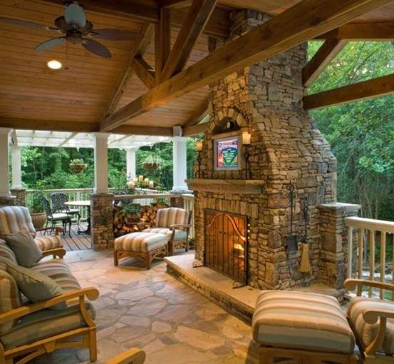 Outdoor fireplace seating area for evening hangouts