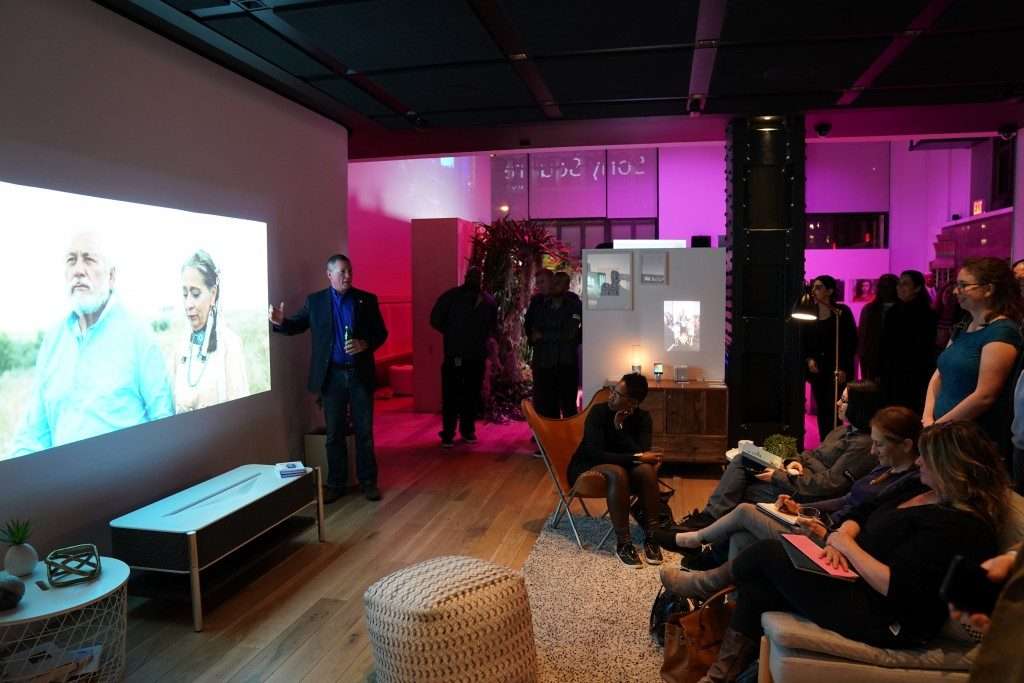 Sony glass speaker in a living room