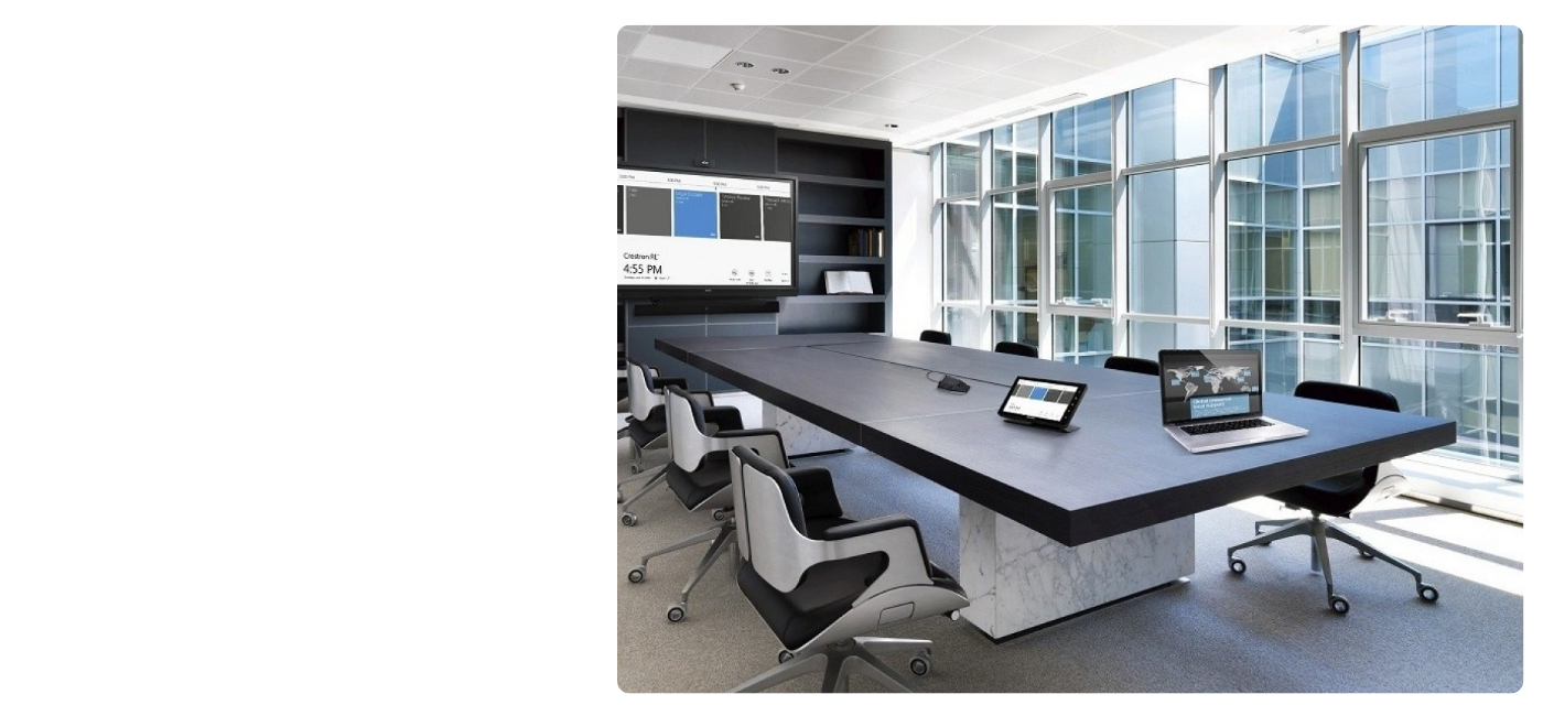 Boardroom with integrated commercial AV system