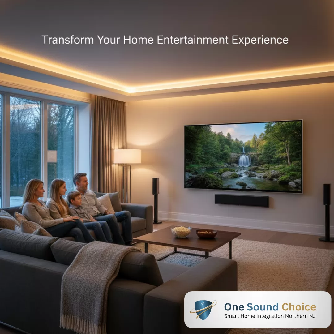 Family enjoying an upgraded home entertainment room.