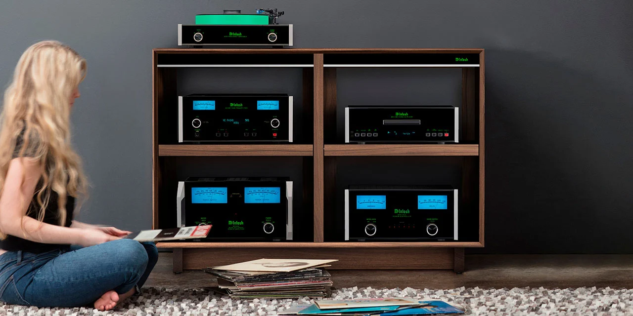 McIntosh audio rack hidden in architectural millwork