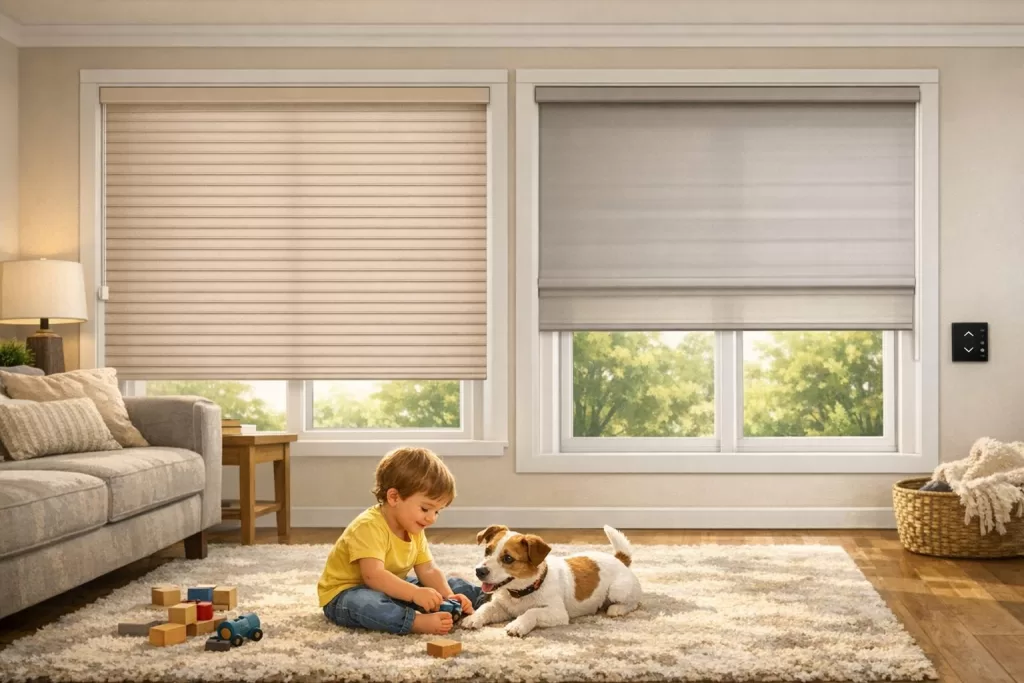 Cordless vs. Motorized Shades: Safety for Kids and Pets