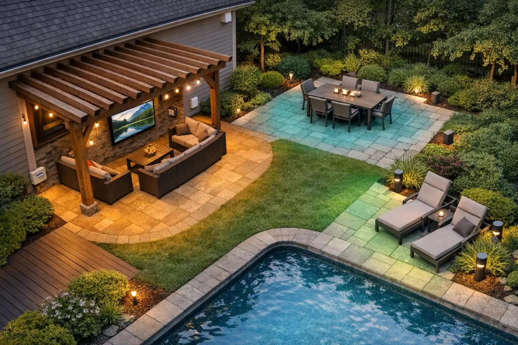 How to create a outdoor oasis with audio and video.