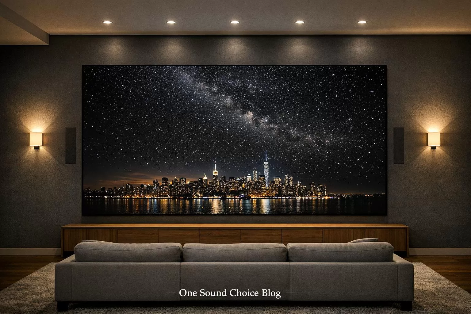 Large wall TV sized for a statement family room