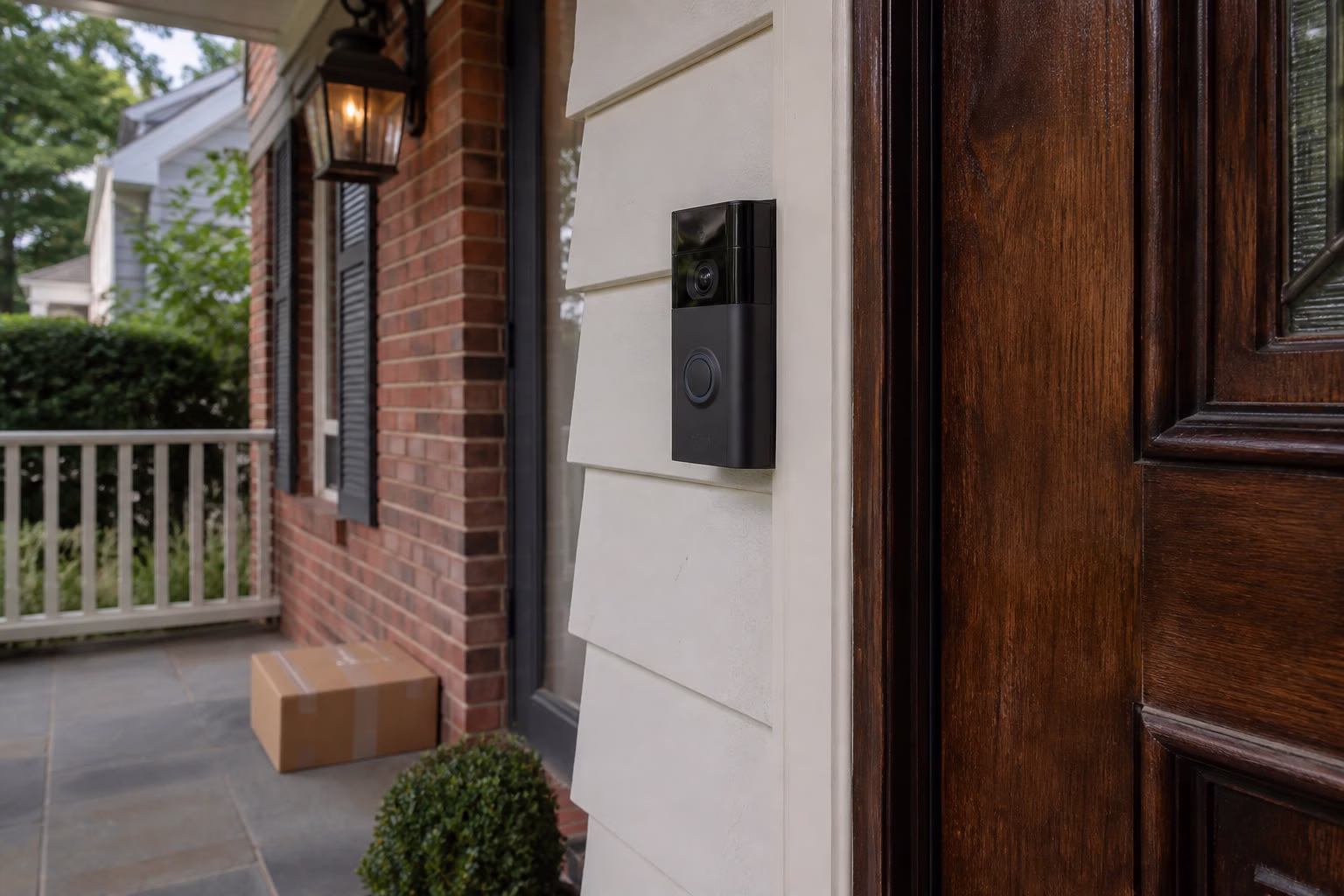 Ring video doorbell on a Northern New Jersey front door