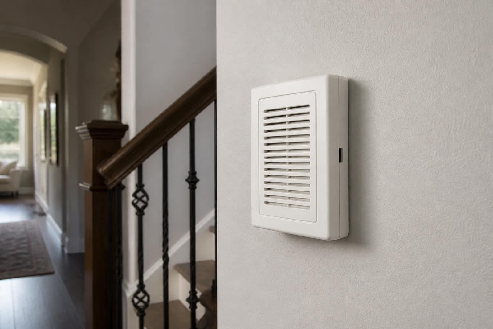 Doorbell chime on the wall inside the house